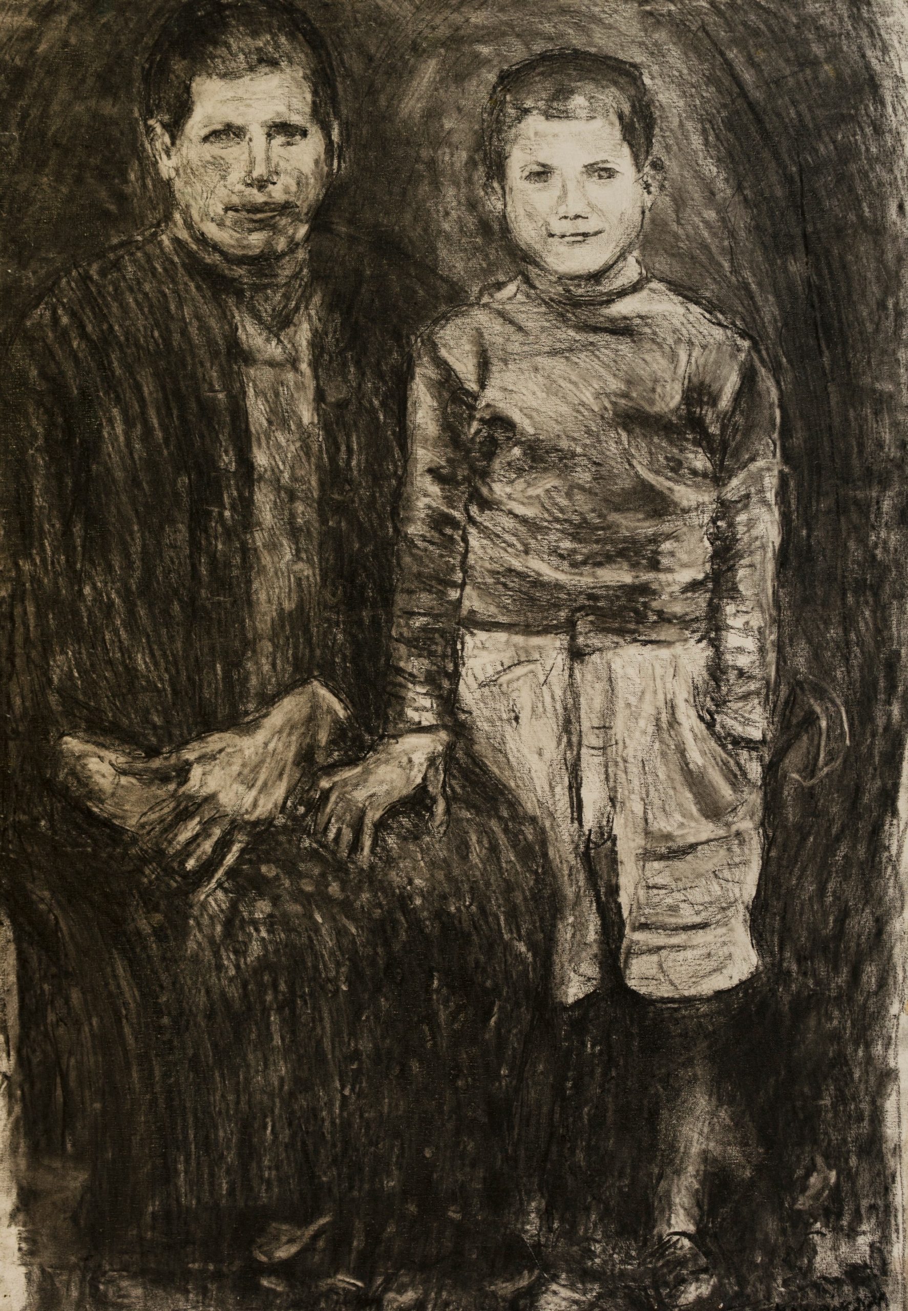 4Charcoal on camvas.Mother and son.195 6.x70 cm(2)