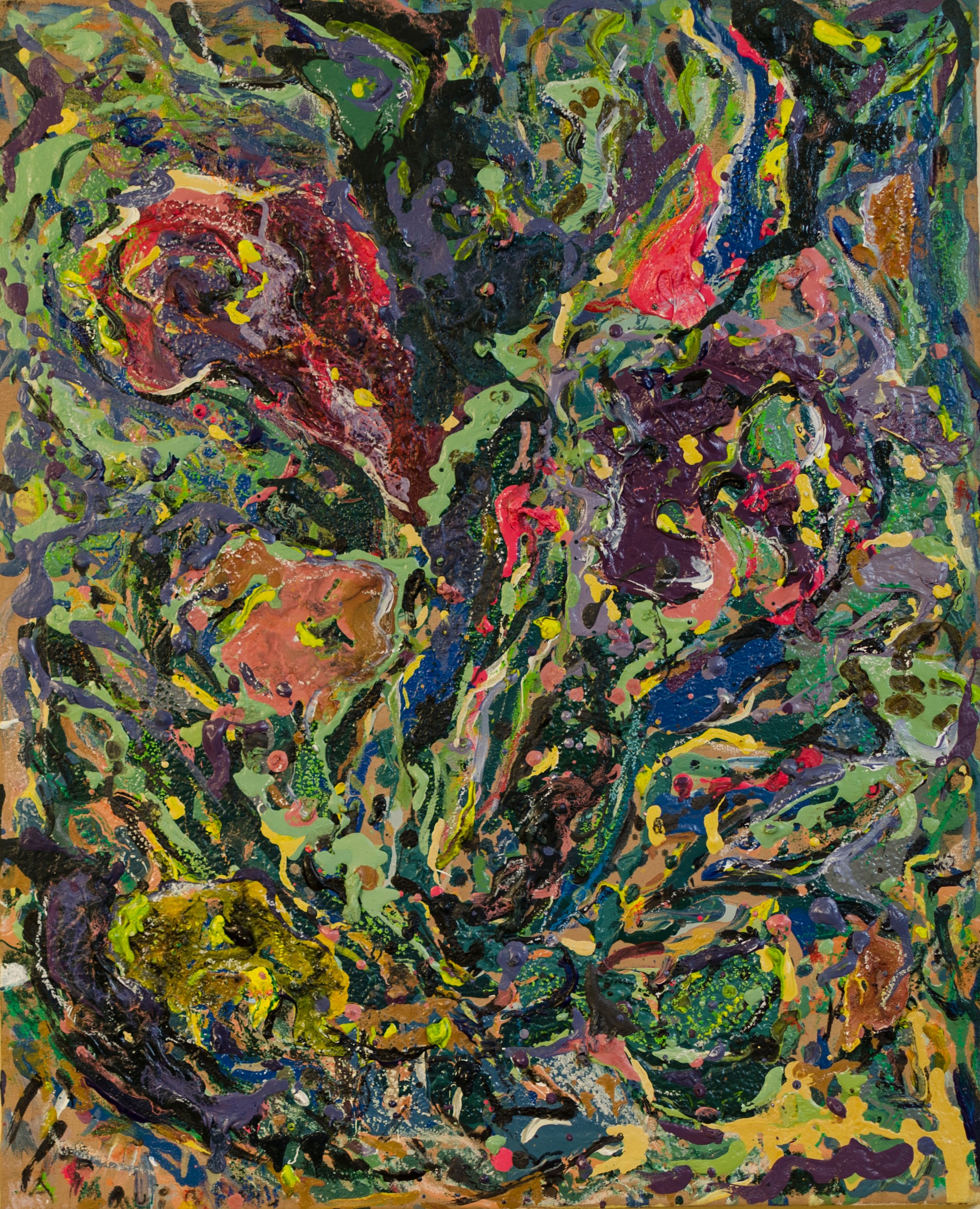 8Plastic colours,oil pastel and charcoal.Flowers.47x58cm