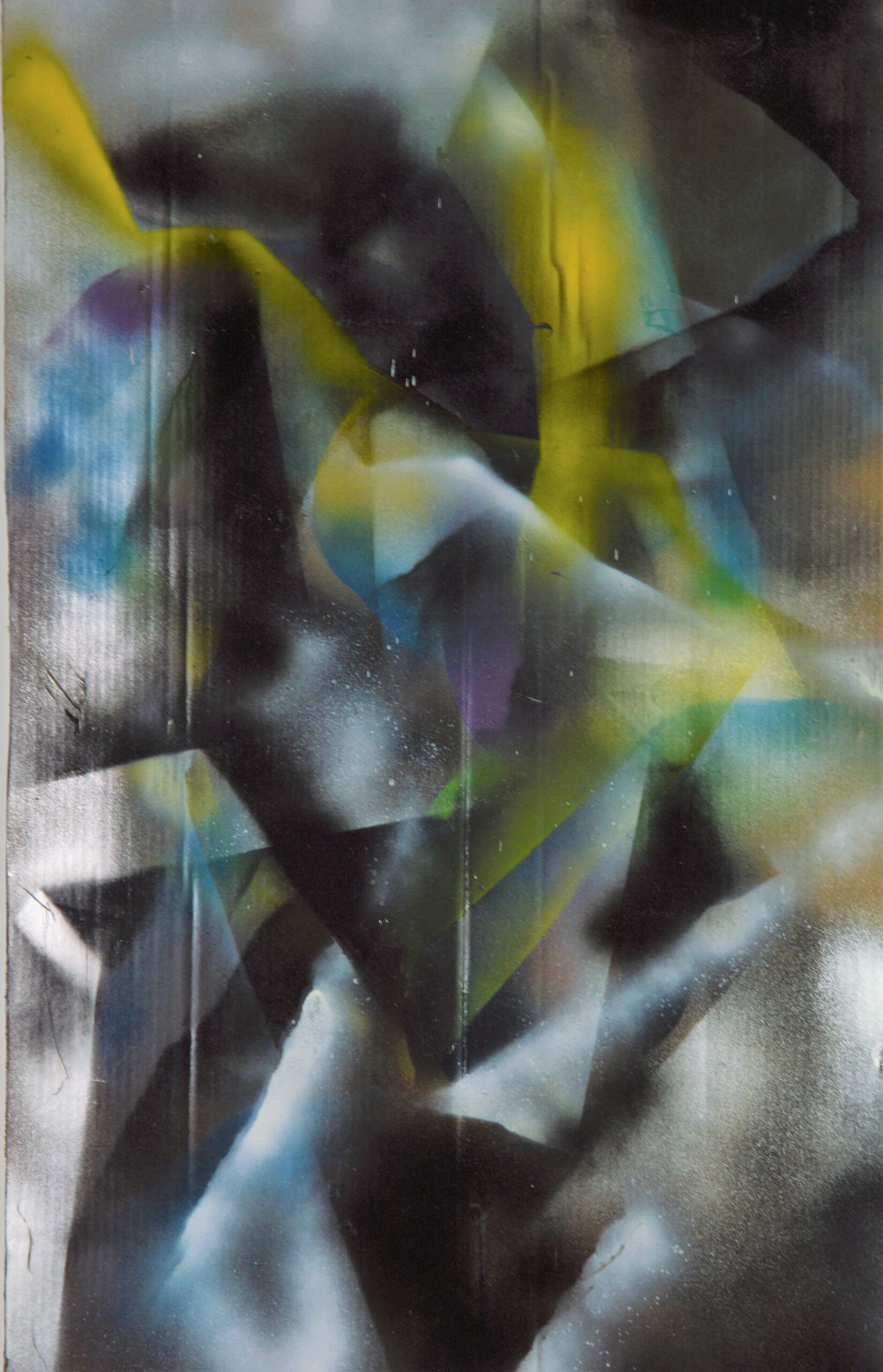 Space runner - spray colors on cardboard - 60x97cm